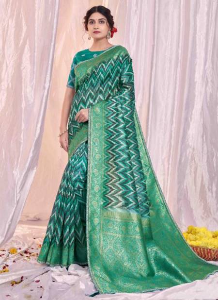 Green Colour Rajastha Mahotsav New Latest Designer Ethnic Wear Tissue Silk Printed Saree Collection 42515